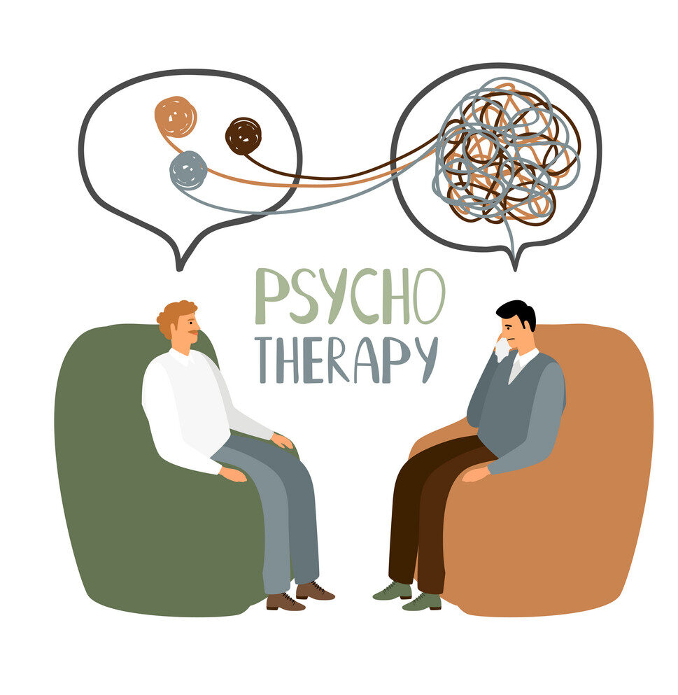 Psychotherapy treatment, doctor and patient sitting and talking, dr. deepak nandvanshi, lucknow, cbt